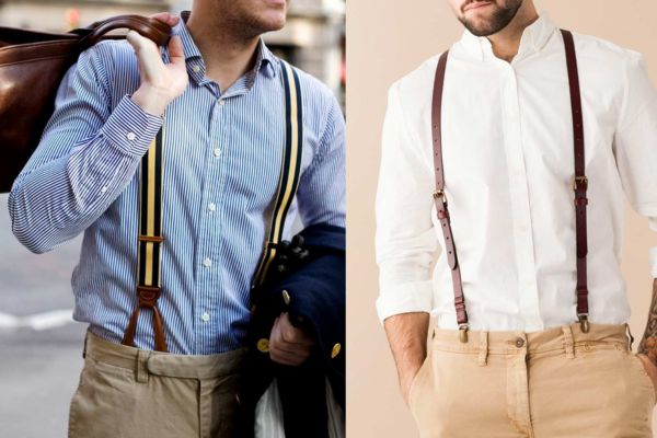 clip on and button hold suspenders